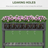 Outsunny 43" x 18" x 30" Wooden Elevated Planter Bed with 8 Slots and Open Shelf, Gray