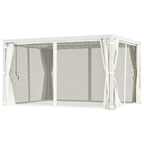 Outsunny 10' x 13' Outdoor Retractable Pergola with Sun Shade, Aluminum Louvered Top, Curtains, Netting, White