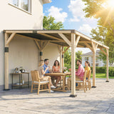 Outsunny 10' x 20' Wooden Gazebo, Hardtop Lean-to Gazebo with Galvanized Steel Sloped Roof, Light Walnut