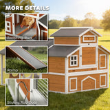 PawHut 79" Chicken Coop for 6 Chickens with Run, Wooden Chicken House with Nesting Boxes and Pull-Out Tray