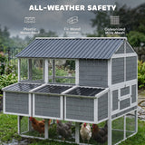 PawHut 77" Large Chicken Coop for 6-8 Chickens, with Wooden Hen House, Run, Nesting Boxes, Waterproof Roof