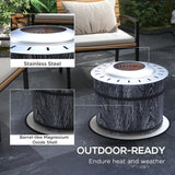 Outsunny Wood-Burning Smokeless Fire Pit, Magnesium Oxide Shell, Portable with Mat, Black