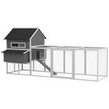 PawHut 137" Wooden Chicken Coop for 8-10 Chickens, Backyard, Gray