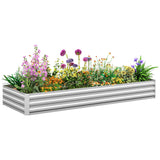 Outsunny 8' x 3' x 1' Galvanized Metal Raised Garden Bed, Silver