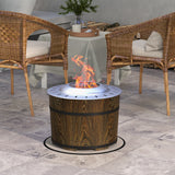 Outsunny Wood-Burning Smokeless Fire Pit, Magnesium Oxide Shell, Portable with Mat, Brown