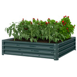 Outsunny 4' x 4' x 1' Galvanized Metal Raised Garden Bed, Green