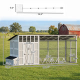 PawHut Large Chicken Coop With Walk-in Outdoor Chicken House with Run, Nesting Box, Waterproof Roof, Perches, 10 - 15 Chickens