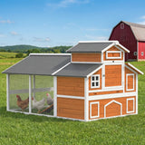 PawHut 79" Chicken Coop for 6 Chickens with Run, Wooden Chicken House with Nesting Boxes and Pull-Out Tray