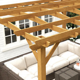 Outsunny 10' x 12' Wood Frame Pergola, Dark Brown