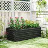 Outsunny 6' x 3' x 2' Galvanized Metal Raised Garden Bed Reinforced Rods, Black