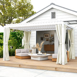 Outsunny 10' x 13' Outdoor Retractable Pergola with Sun Shade, Aluminum Louvered Top, Curtains, Netting, White