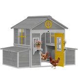 PawHut Wooden Chicken Coop for 2-4 Hens, with Nesting Boxes, Waterproof Roof, Windows