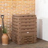Outsunny Garden Compost Bin, 120 Gallon (450L) Garden Composter, BPA Free, with 80 Vents and 2 Sliding Doors, Brown