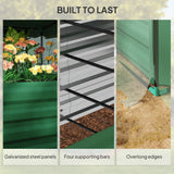 Outsunny 7.5' x 3.5' x 2' Galvanized Metal Raised Garden Bed with Crop Cage and Shade Cloth, Green