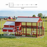 PawHut 187.3" Large Chicken Coop, Walk-in Wooden Hen House, Outdoor Poultry Cage with Run, Weatherproof Roof, Nesting Box, 10 - 15 Chickens