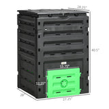 Outsunny Garden Compost Bin, 120 Gallon (450L) Garden Composter, BPA Free, with 80 Vents and 2 Sliding Doors, Black