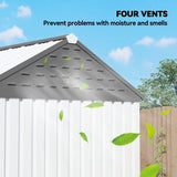 Outsunny 8' x 6' Metal Storage Shed, with Double Swing Doors, Air Vents, Window, White