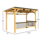 Outsunny 13' x 6' Wooden BBQ Grill Gazebo, Outdoor Hardtop Metal Roof, 2 Bar Shelves and 6 Hooks, Natural Wood
