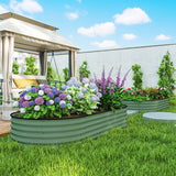 Outsunny 7' x 3' x 1' Raised Garden Bed Set, with Metal Plant Stakes, Green