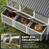 PawHut 77" Large Chicken Coop for 6-8 Chickens, with Wooden Hen House, Run, Nesting Boxes, Waterproof Roof