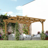Outsunny 10' x 12' Wood Frame Pergola, Dark Brown