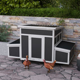 PawHut Portable Wooden Chicken Coop with Nesting Box for 6 Chickens, Dark Gray
