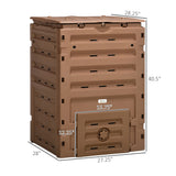 Outsunny Garden Compost Bin, 120 Gallon (450L) Garden Composter, BPA Free, with 80 Vents and 2 Sliding Doors, Brown