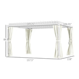 Outsunny 10' x 13' Outdoor Retractable Pergola with Sun Shade, Aluminum Louvered Top, Curtains, Netting, White