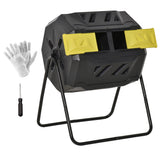 Outsunny Tumbling Compost Bin, Dual Chamber Rotating Composter, 43 Gallon, Yellow