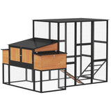 PawHut 105" Large Chicken Coop for 7-12 Hens with Wooden Hen House, Walk-in Run, 2 Nesting Boxes
