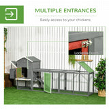 PawHut 118" Large Wooden Chicken Coop for 3-6 Chickens with Asphalt Roof, with Henhouse, Run, Slide-Out Tray and Nesting Box, Gray