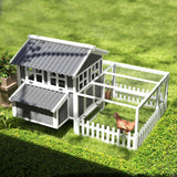 PawHut 68" x 59" x 42" Wooden Chicken Coop with Run for 3-4 Chickens