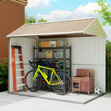 Outsunny 8' x 6' Metal Garden Storage Shed, with Double Swing Doors, Air Vents, Window, Light Brown