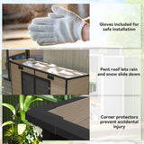 Outsunny 8' x 4' Plastic Outdoor Storage Shed with Floor, Window, Lockable Doors and Vents, Light Brown