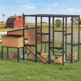 PawHut 105" Large Chicken Coop for 7-12 Hens with Wooden Hen House, Walk-in Run, 2 Nesting Boxes