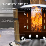 Outsunny Wood-Burning Smokeless Fire Pit, Magnesium Oxide Shell, Portable with Mat, Brown