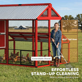 PawHut 187.3" Large Chicken Coop, Walk-in Wooden Hen House, Outdoor Poultry Cage with Run, Weatherproof Roof, Nesting Box, 10 - 15 Chickens