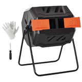 Outsunny Tumbling Compost Bin, Dual Chamber Rotating Composter, 43 Gallon, Orange