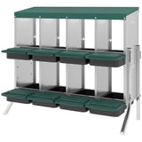 PawHut Chicken Nesting Boxes, 8 Compartment Metal Nesting Boxes for Chickens, Two-Tier Egg Laying Boxes with Vented Holes