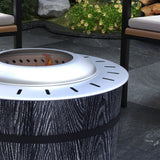 Outsunny Wood-Burning Smokeless Fire Pit, Magnesium Oxide Shell, Portable with Mat, Black