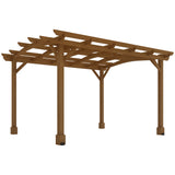 Outsunny 10' x 12' Wood Frame Pergola, Dark Brown