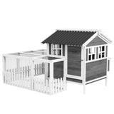 PawHut 68" x 59" x 42" Wooden Chicken Coop with Run for 3-4 Chickens