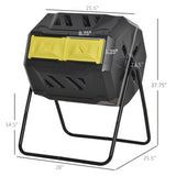 Outsunny Tumbling Compost Bin, Dual Chamber Rotating Composter, 43 Gallon, Yellow