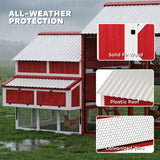 PawHut 187.3" Large Chicken Coop, Walk-in Wooden Hen House, Outdoor Poultry Cage with Run, Weatherproof Roof, Nesting Box, 10 - 15 Chickens