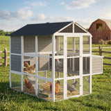 PawHut 77" Large Chicken Coop for 6-8 Chickens, with Wooden Hen House, Run, Nesting Boxes, Waterproof Roof