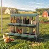 PawHut Chicken Nesting Boxes, 8 Compartment Metal Nesting Boxes for Chickens, Two-Tier Egg Laying Boxes with Vented Holes