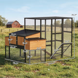 PawHut 105" Large Chicken Coop for 7-12 Hens with Wooden Hen House, Walk-in Run, 2 Nesting Boxes