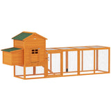 PawHut 118" Large Wooden Chicken Coop for 3-6 Chickens with Asphalt Roof, with Henhouse, Run, Slide-Out Tray and Nesting Box, Natural