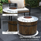 Outsunny Wood-Burning Smokeless Fire Pit, Magnesium Oxide Shell, Portable with Mat, Brown