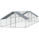 PawHut 10' x 33' x 6.5' Steel Frame Chicken Run with Waterproof and Anti-UV Cover, Lockable Door